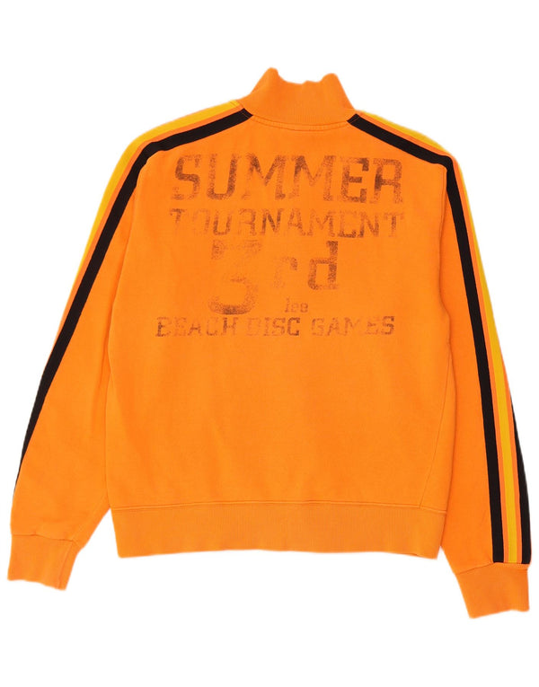 Lee Womens Graphic Tracksuit Top Jacket UK 14 Medium Orange Colourblock