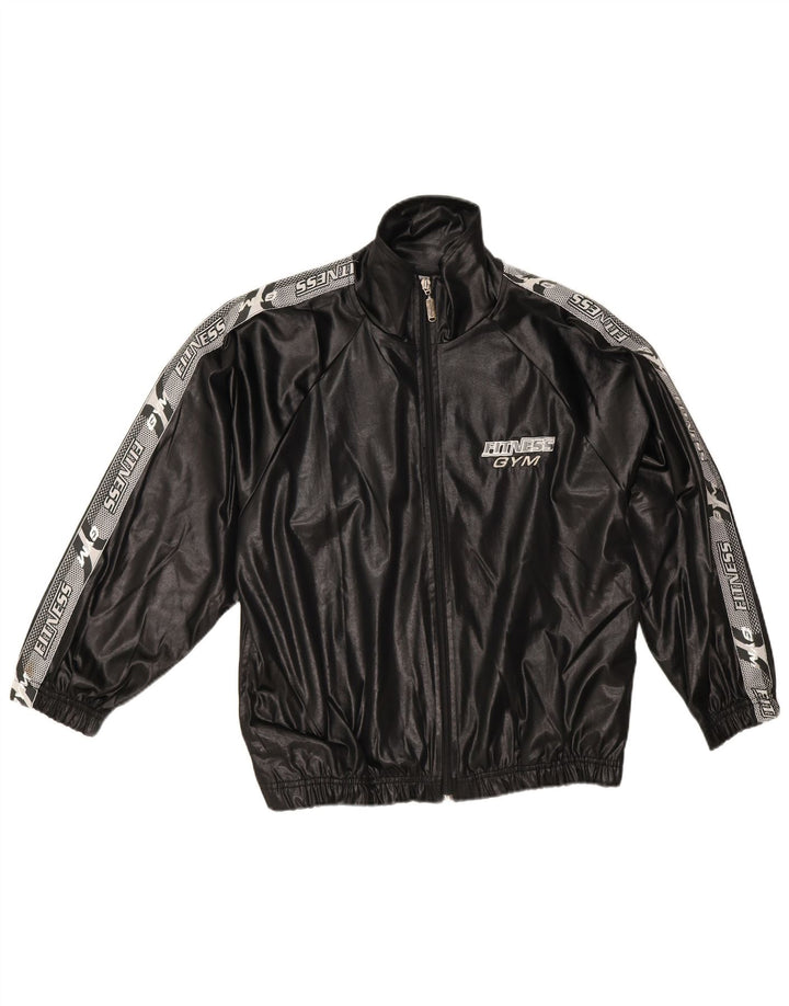 Campagnolo Womens Graphic Oversized Trainingsanzug Top Jacke UK 10 Small Schwarz
