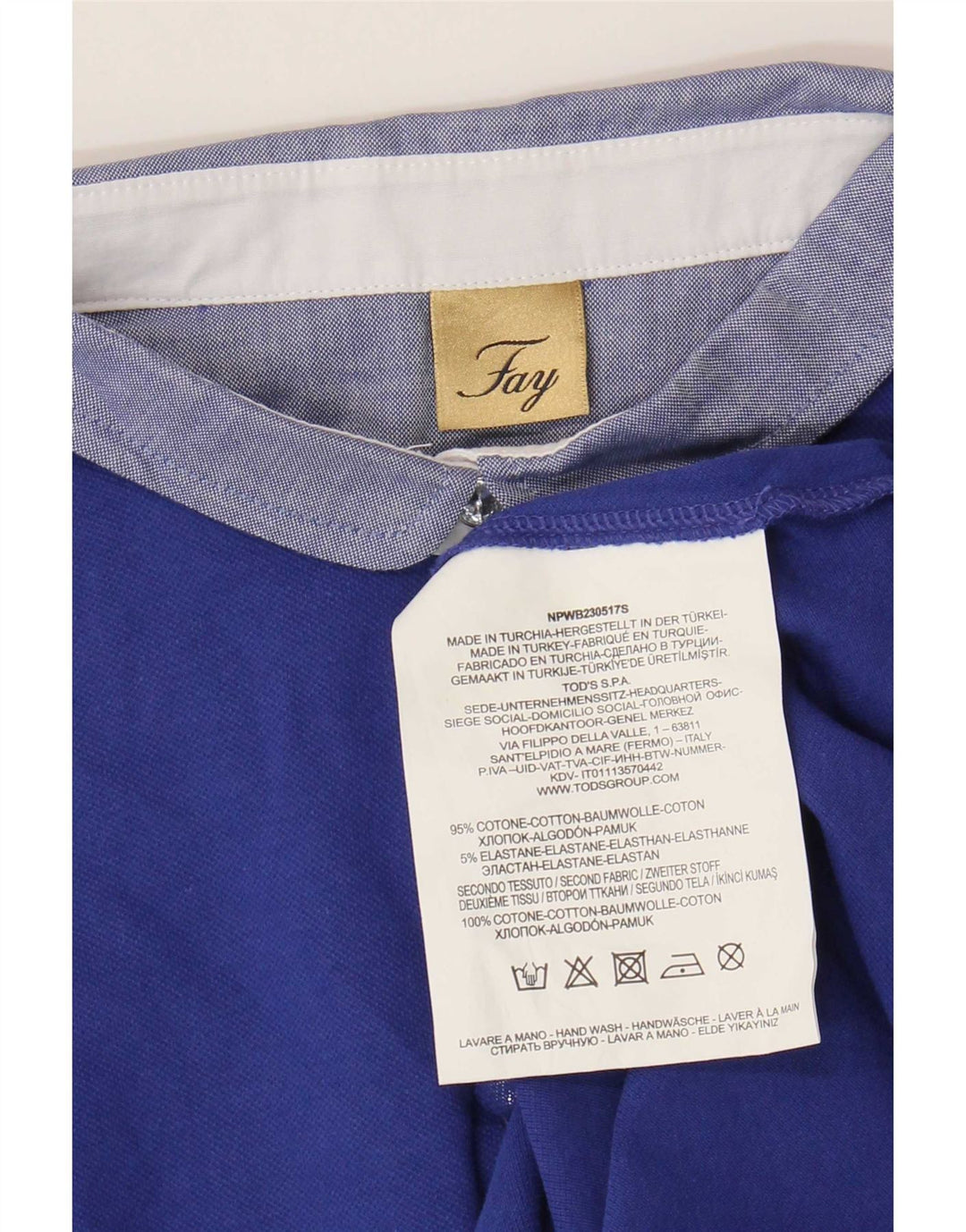 Fay Womens Polo Shirt UK 14 Large Blue Cotton