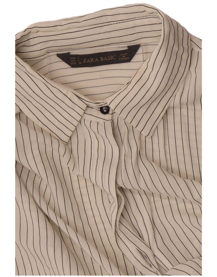 Zara Mujer Ver A Través De La Camisa De Jersey Reino Unido 46 Grande De Rayas Blancas