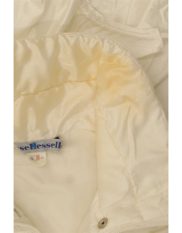 Ellesse Womens Hooded Padded Jacket IT 42 Medium Off White