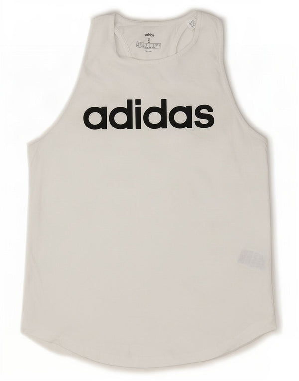 Adidas Womens Graphic Vest Top UK 8/10 Small White Cotton