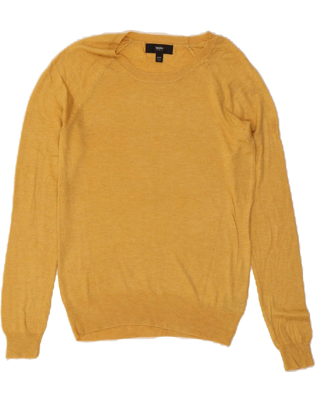 MOSSIMO Womens Boat Neck Jumper Sweater UK 12 Medium Yellow Nylon Vintage Mossimo and Second-Hand Mossimo from Messina Hembry 