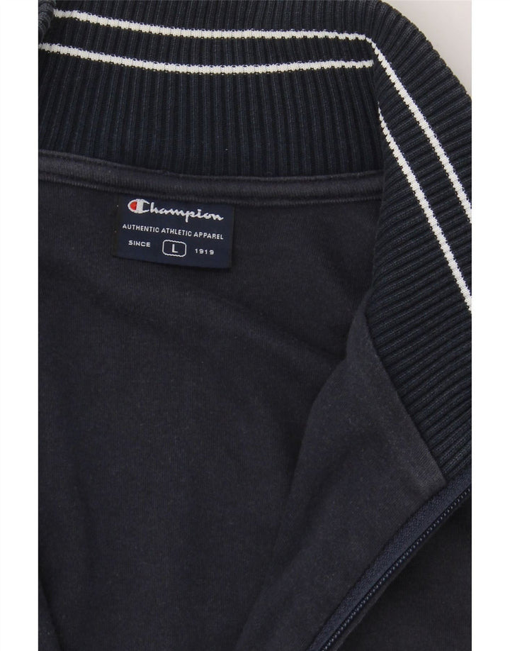 CHAMPION Mens Tracksuit Top Jacket Large Navy Blue Colourblock Cotton Vintage Champion and Second-Hand Champion from Messina Hembry 