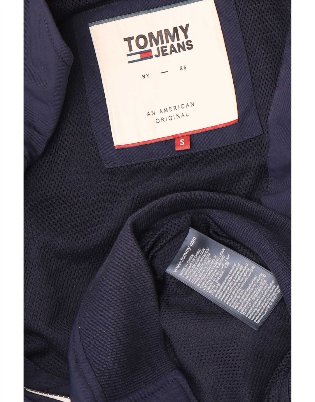 Męska kurtka bomberka Tommy Hilfiger UK 36, mała, granatowa, poliamidowa