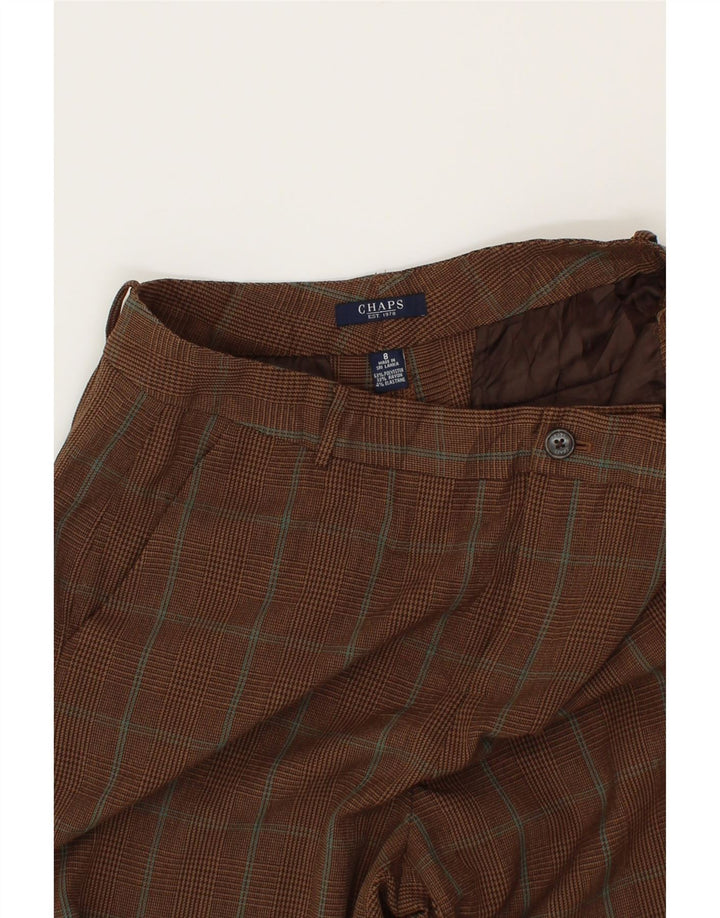 CHAPS Womens Wide Leg Casual Trousers US 8 Medium W30 L32 Brown Check Vintage Chaps and Second-Hand Chaps from Messina Hembry 