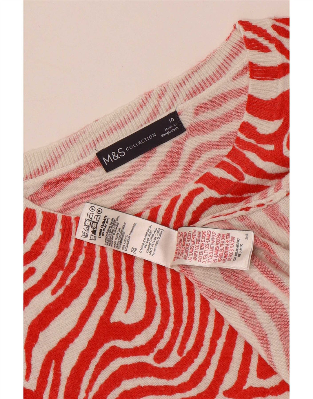 Marks & Spencer Womens Crew Neck Jumper Sweater UK 10 Small Red