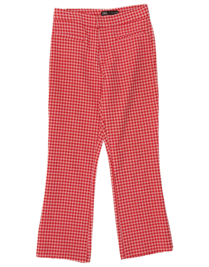 Zara Womens Cropped Trousers Medium W28 L25 Red Gingham