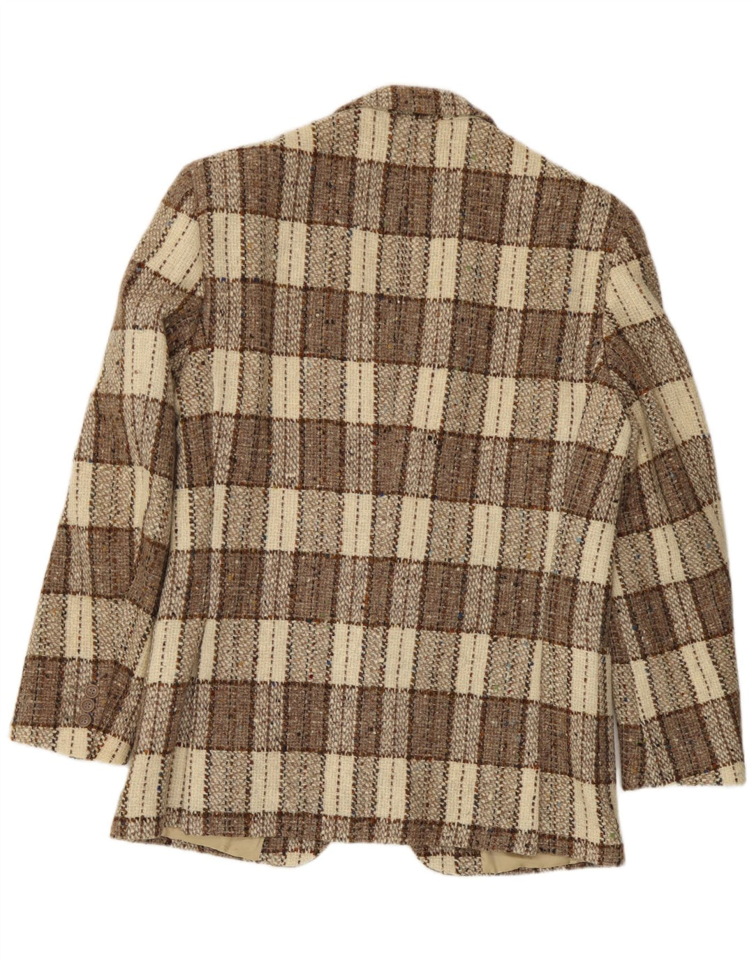 Cacharel Herren 2-Knopf-Blazerjacke IT 52 XL Beige karierte Wolle