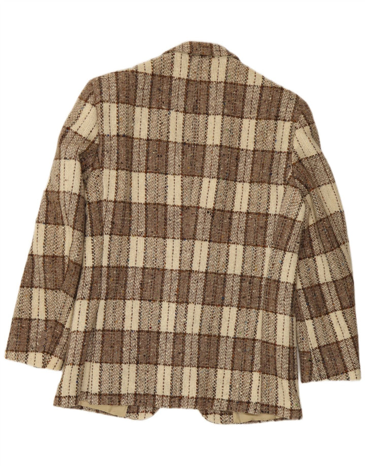 Cacharel Herren 2-Knopf-Blazerjacke IT 52 XL Beige karierte Wolle
