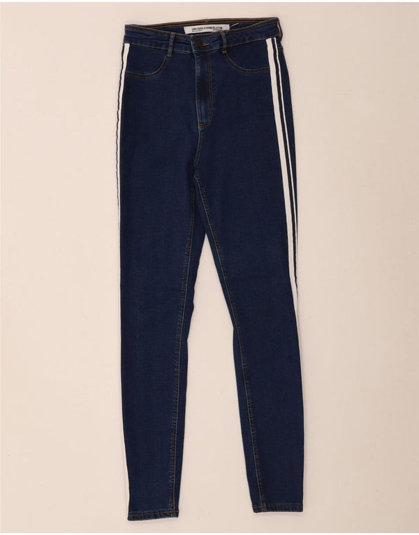 Zara Womens Trafaluc Skinny Jeans EU 38 XS W28 L28 Blue Striped Cotton