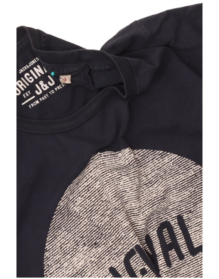Jack & Jones Herre grafisk T-shirt Top Stor marineblå