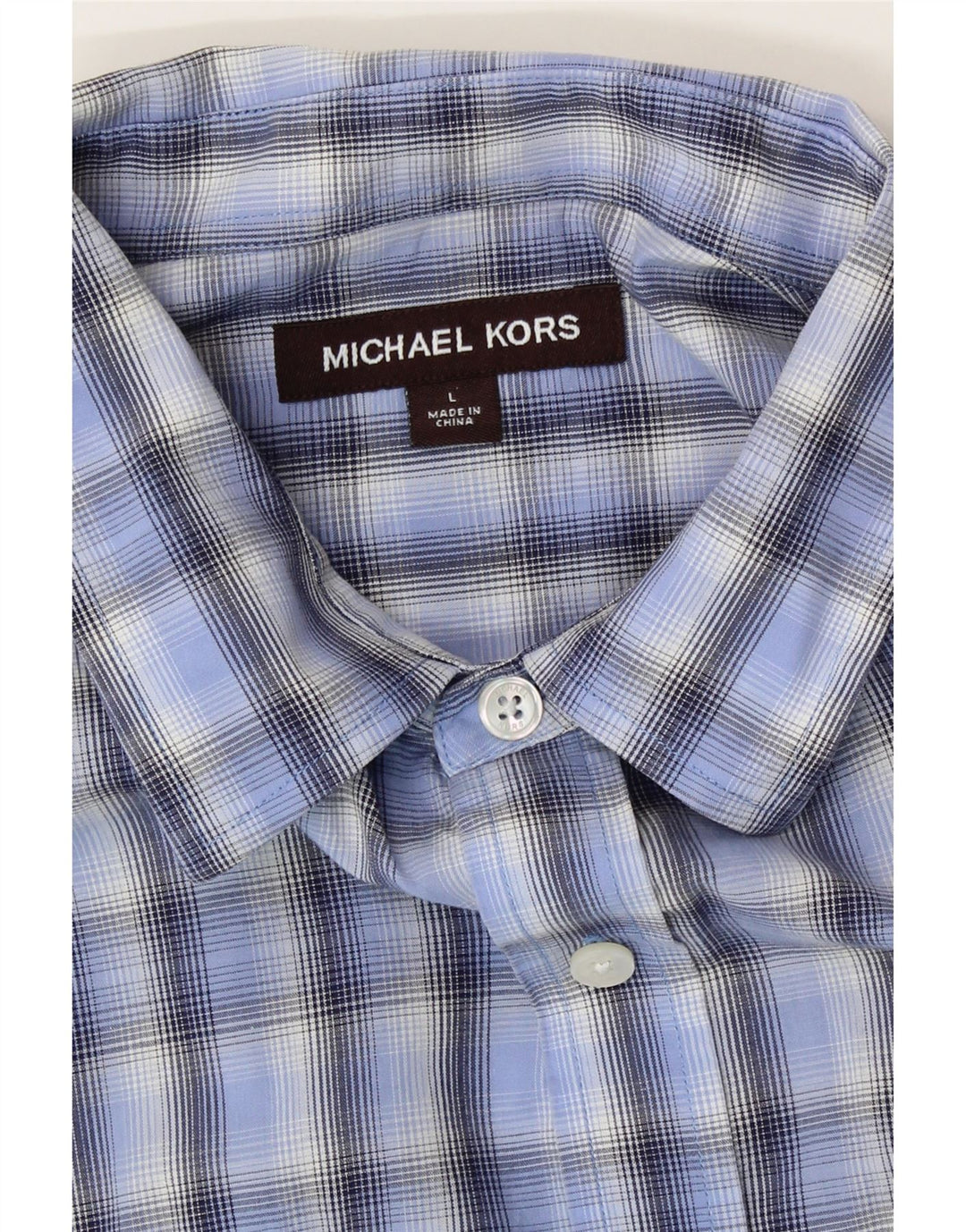 MICHAEL KORS Mens Shirt Large Blue Check Cotton Vintage Michael Kors and Second-Hand Michael Kors from Messina Hembry 