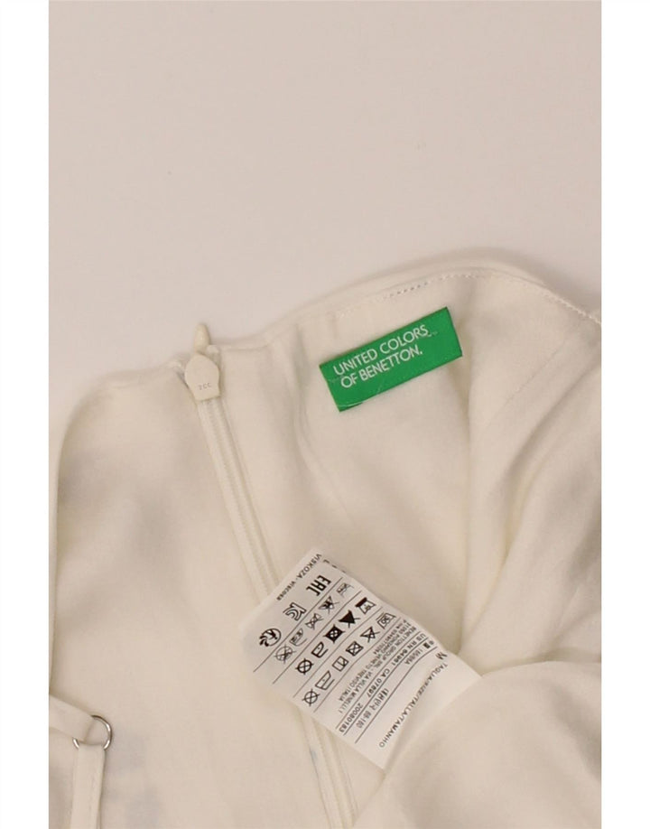 BENETTON Womens Sundress UK 14 Medium White Floral Lyocell Vintage Benetton and Second-Hand Benetton from Messina Hembry 