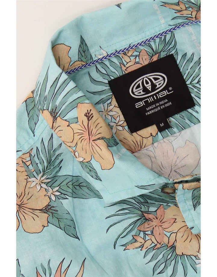 Animal Mens Short Sleeve Shirt Medium Blue Floral