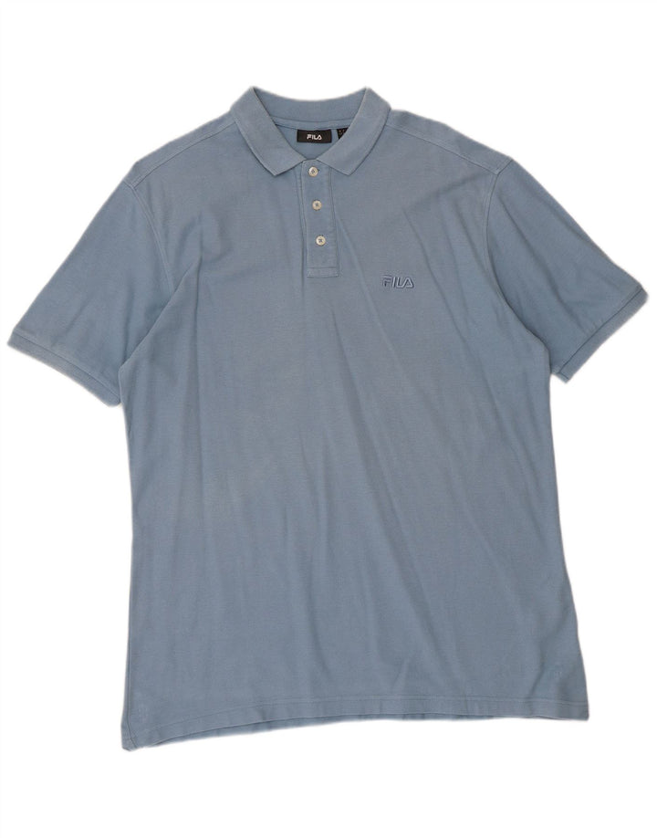 Fila Mens Polo Shirt Large Blue Cotton