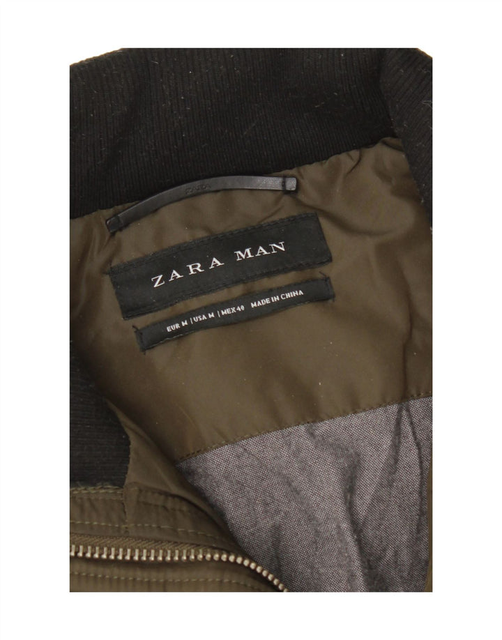 Zara Mens Padded Jacket UK 38 Medium Khaki
