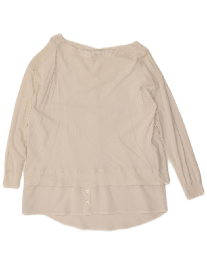 Maglione maglione con scollo a barca da donna Marella UK 12 Viscosa bianca media
