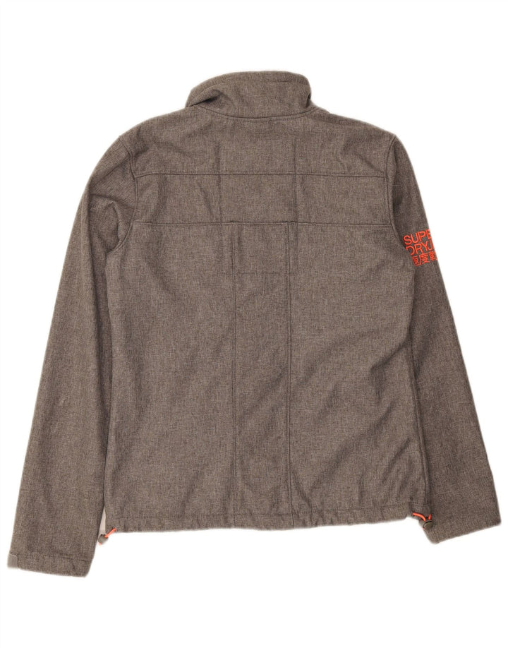 SUPERDRY Womens Windtrekker Graphic Windbreaker Jacket UK 14 Medium Grey