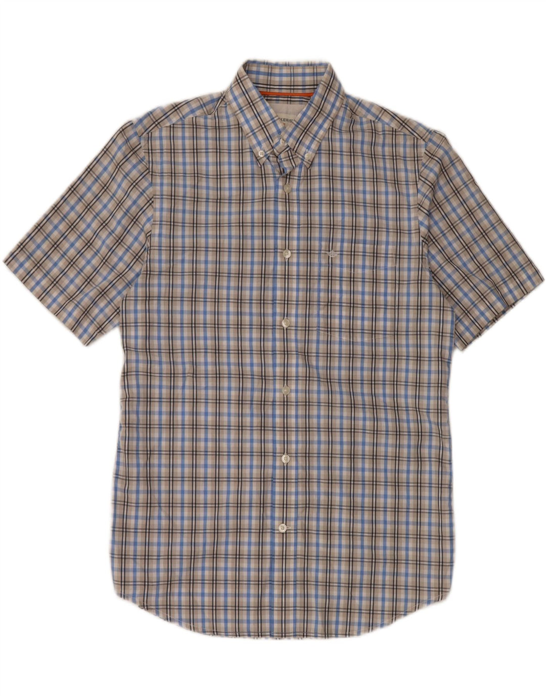 DOCKERS Мужская рубашка с коротким рукавом, маленькая синяя клетка, хлопок