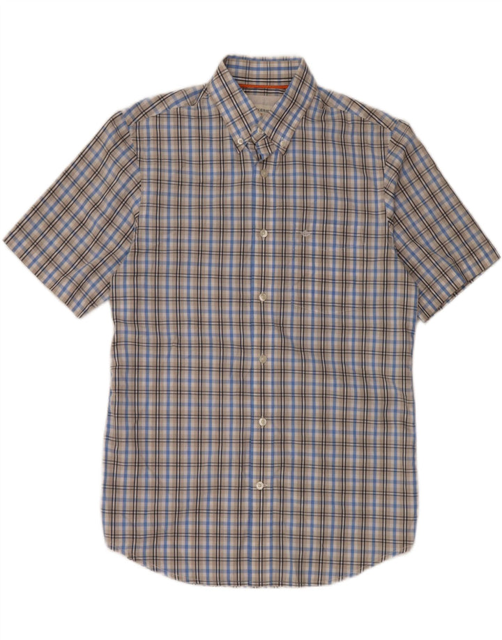 DOCKERS Мужская рубашка с коротким рукавом, маленькая синяя клетка, хлопок