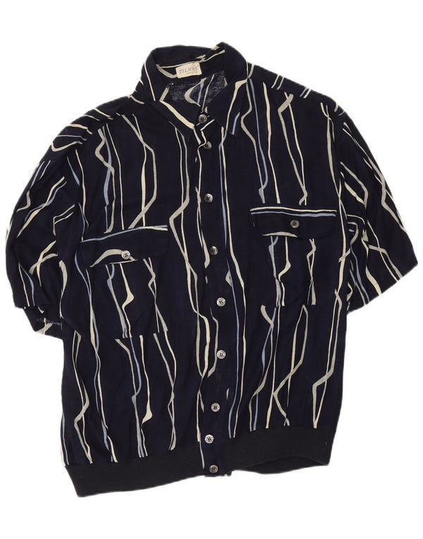 Tilmas Mens Short Sleeve Shirt Large Navy Blue Striped