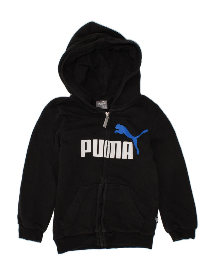 PUMA Boys Graphic Zip Hoodie Sweater 3-4 Years Black Cotton Vintage Puma and Second-Hand Puma from Messina Hembry 