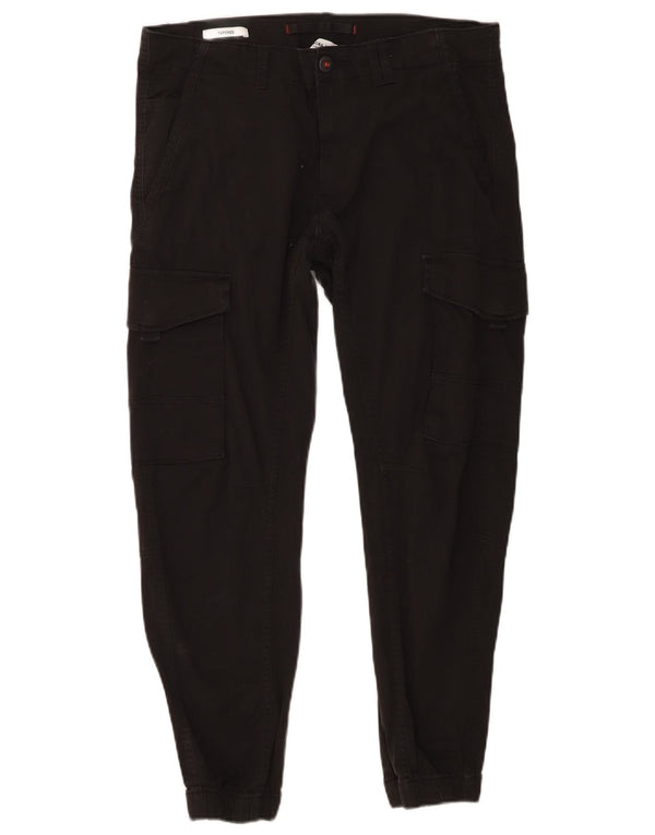 Jack & Jones Mens Tapered Joggers Cargo Pantalones W34 L26 Algodón Negro