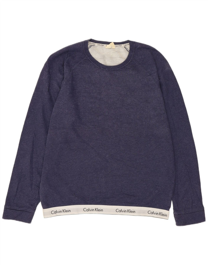 CALVIN KLEIN Mens Graphic Sweatshirt Jumper Medium Navy Blue Colourblock