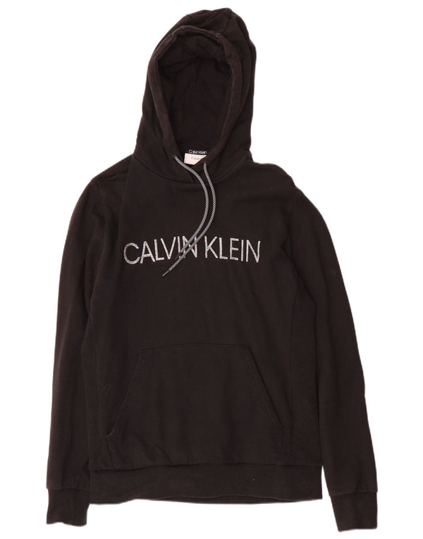 Calvin Klein Mens Graphic Hoodie Jumper Small Black Cotton