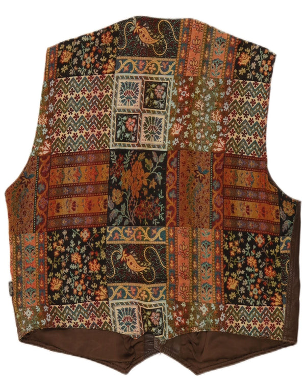 Gilet vintage da uomo grande marrone geometrico