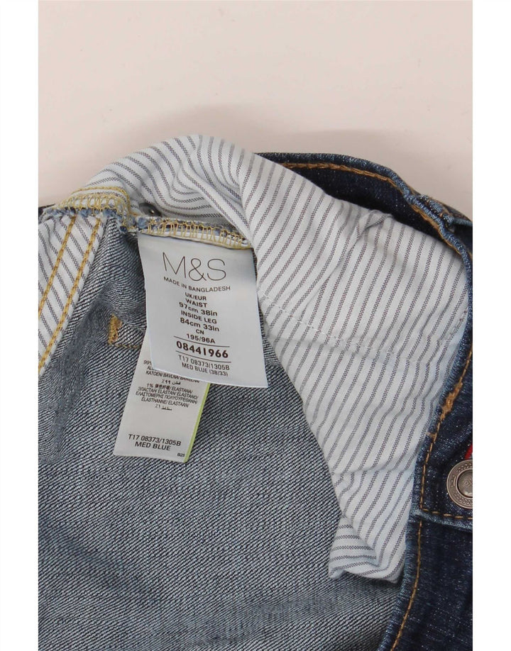 Marks & Spencer Herre Regular Fit Straight Jeans W38 L33 Blå Bomuld