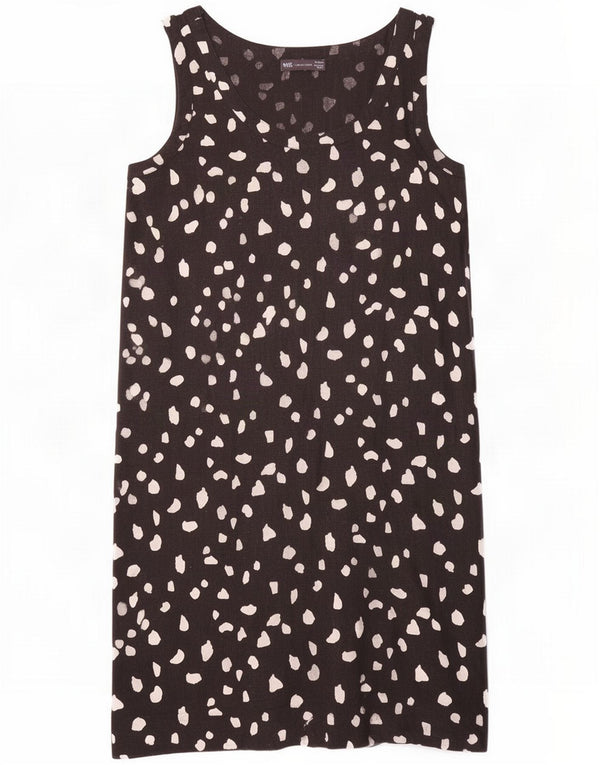 Marks & Spencer Womens Sleeveless Shift Dress UK 10 Small Black Spotted