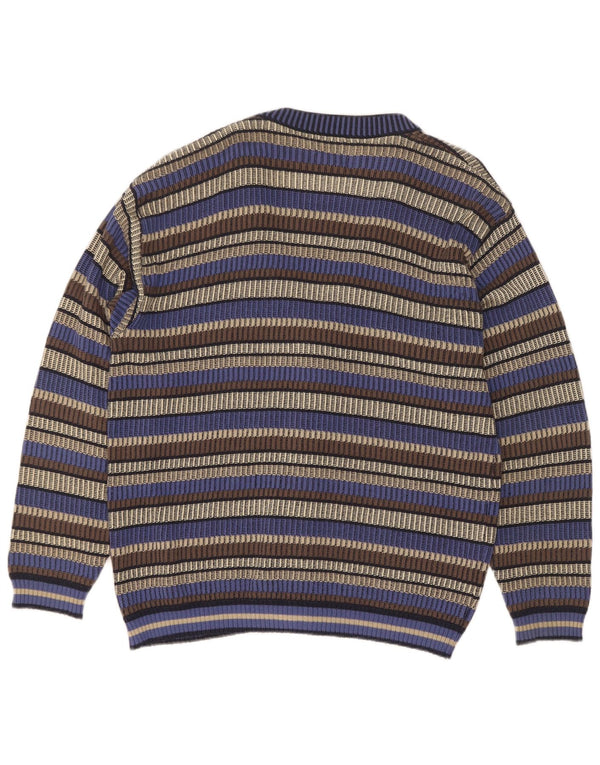 Marc Rene Mens Cardigan Sweater IT 52 Large Blue Striped Cotton