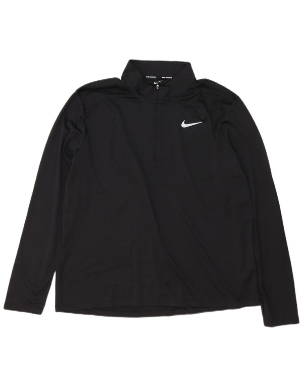 Nike Mens Dri Fit Zip Neck Pullover Tracksuit Top 2XL Black Polyester