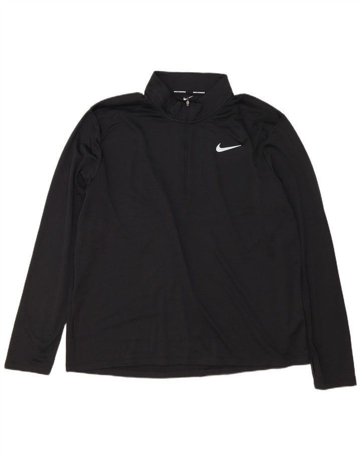 Nike Herren Dri Fit Zip Neck Pullover Trainingsanzug Top 2XL Schwarz Polyester