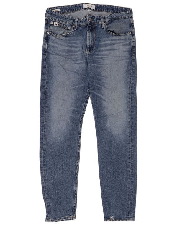 Calvin Klein Masculino Slim Tapered Jeans W32 L32 Azul Algodão