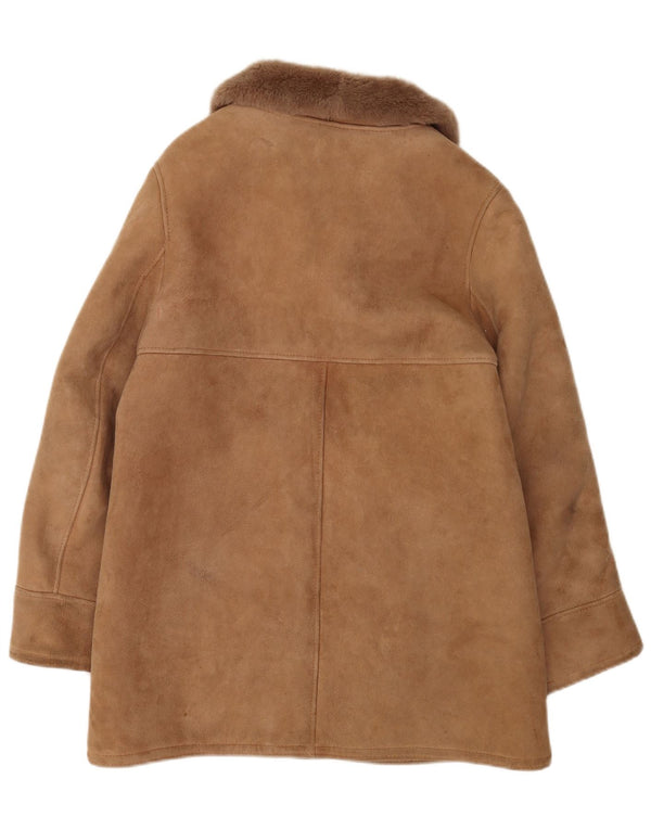Vintage mujer shearling abrigo Reino Unido 16 piel de oveja beige grande