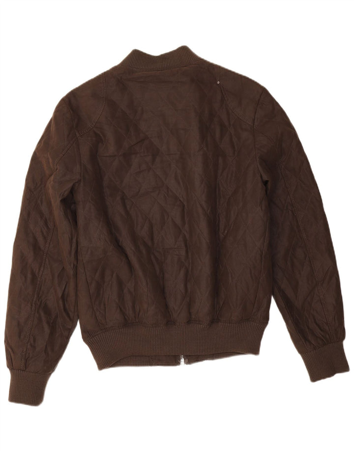 Jaqueta bomber acolchoada masculina Zara Reino Unido 38 poliéster marrom médio