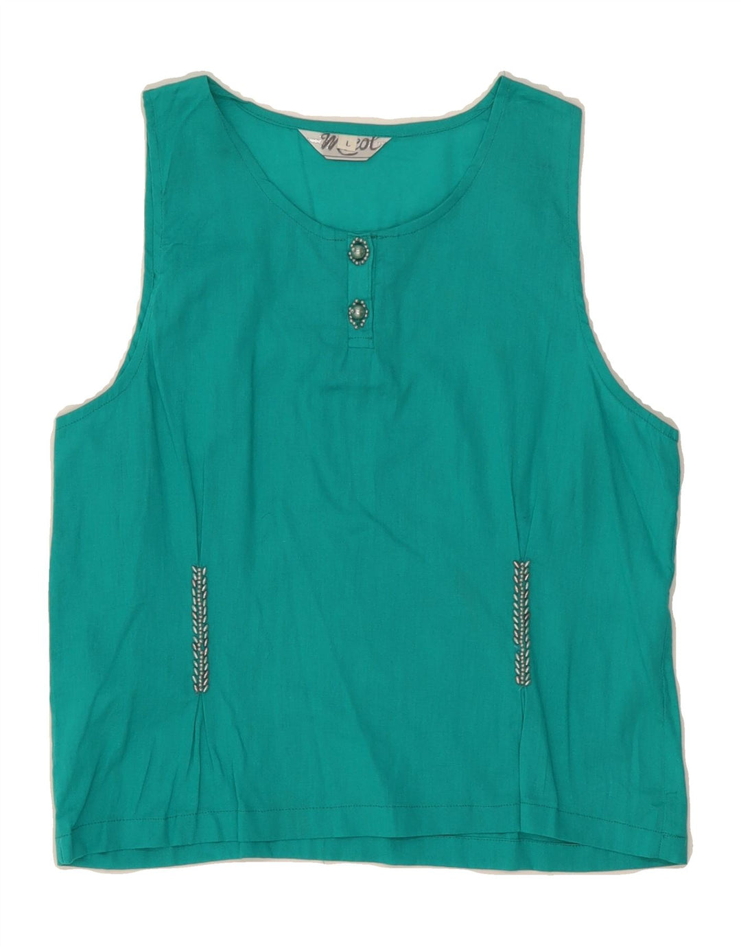 VINTAGE Womens Vest Top UK 14 Large Turquoise Vintage Vintage and Second-Hand Vintage from Messina Hembry 