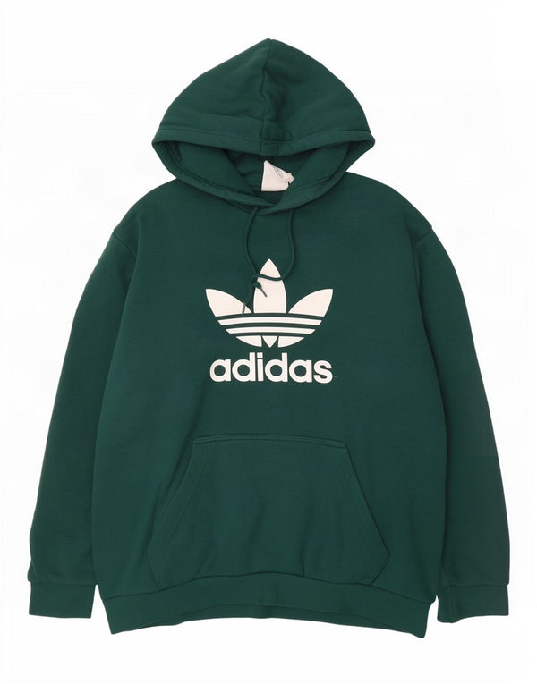 Adidas Mens Graphic Hoodie Jumper XL Green Cotton