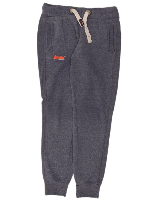 Calça de treino masculina Superdry Slim Fit joggers pequena azul manchada