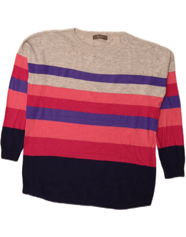 Oasis Womens Boat Neck Jumper Sweater UK 10 Small Multicoloured Striped