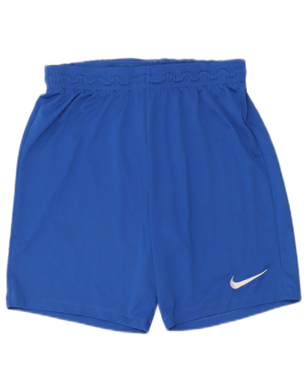 Nike - Pantalones cortos deportivos Dri Fit para mujer, talla 40, poliéster azul medio