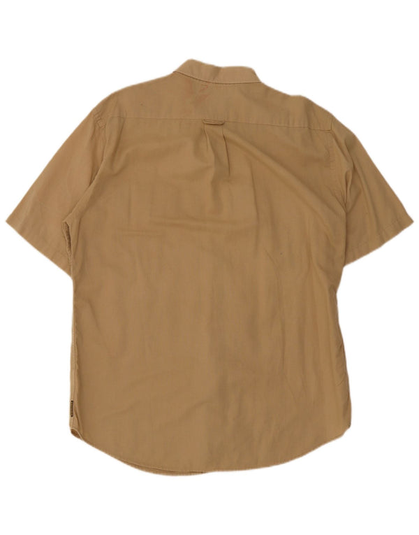 Armani Jeans Mens Short Sleeve Shirt XL Beige Cotton