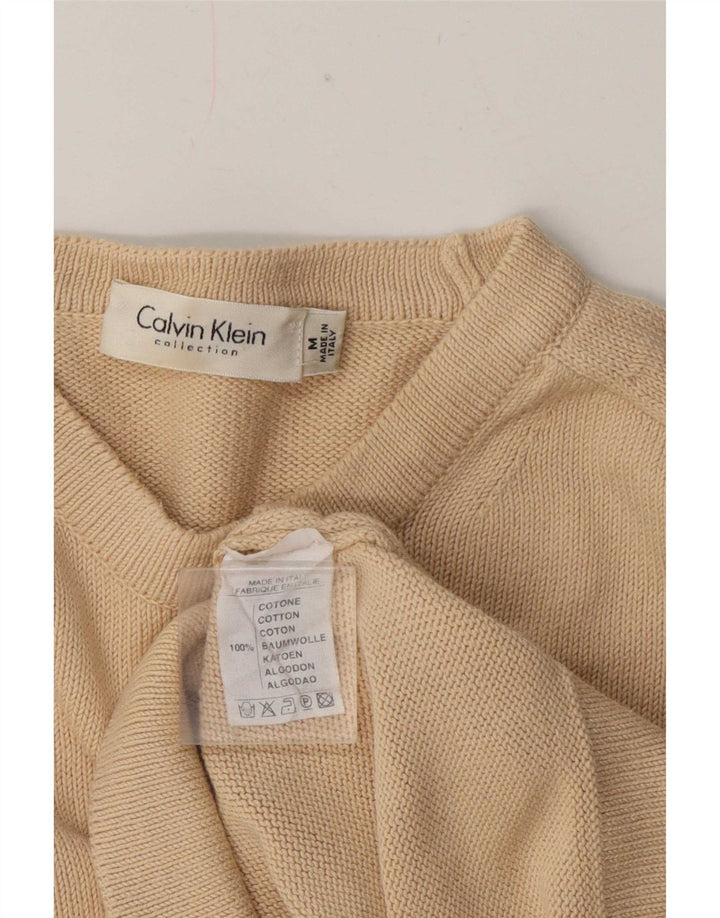 Calvin Klein Womens Regular Fit Crew Neck Jumper Sweater UK 12 Medium Beige