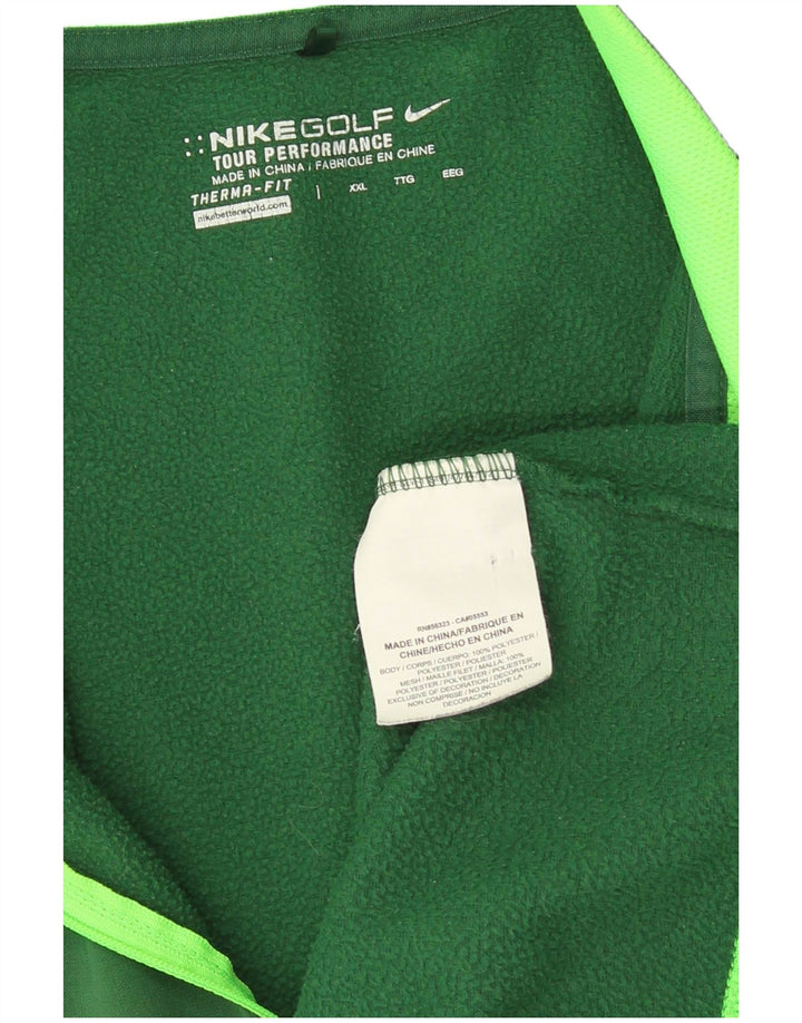 Nike Herre Therma-Fit Pullover med lynlås-hals Træningsdragt Top 2XL Grøn polyester