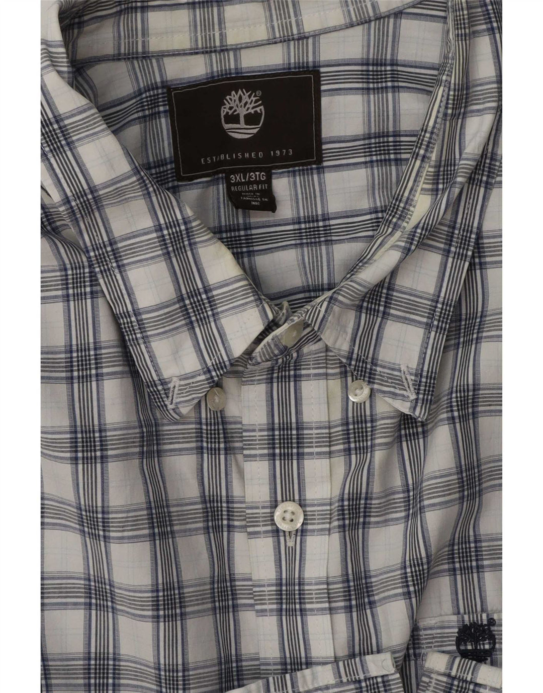 Timberland Mens Short Sleeve Regular Fit Shirt 3XL Blue Check