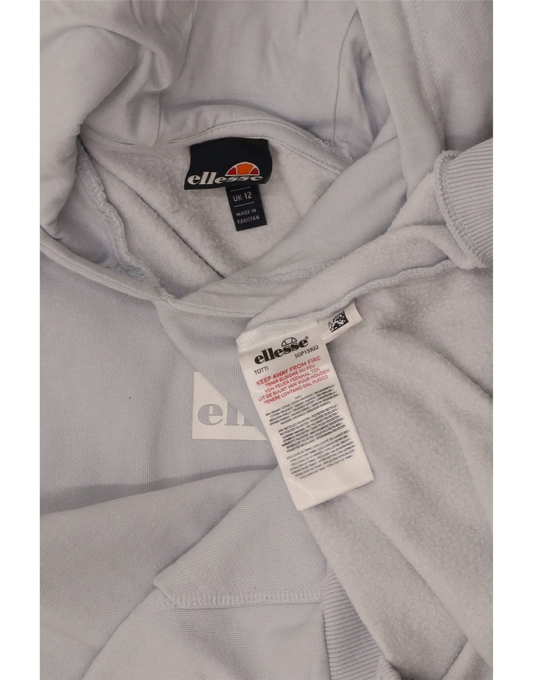 ELLESSE moletom com capuz feminino UK 12 algodão azul médio