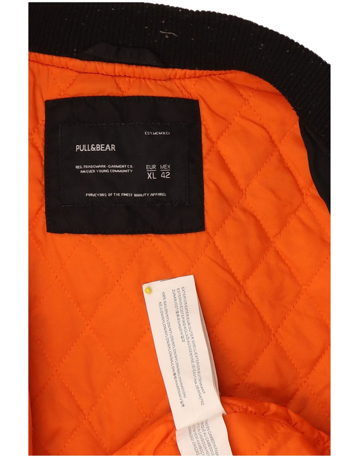 Pull & Bear Womens Bomber Jacket UK 18 XL Black Nylon